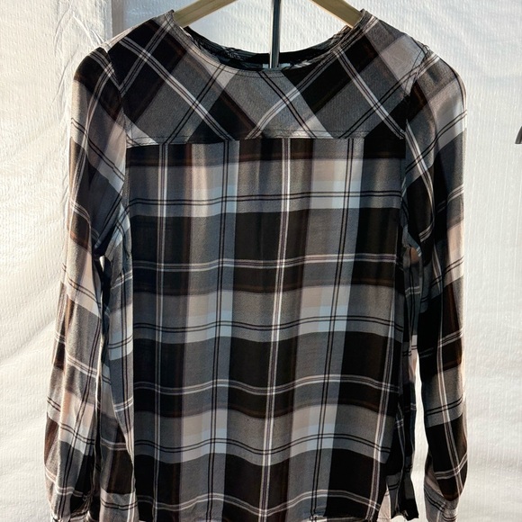 Versona Cream and Brown Blouse with buttons on the back - Picture 1 of 3